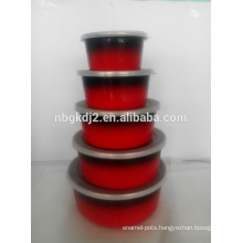 red and black &fashion Chinese of 5 pcs enamel ice bowl & storage bowl